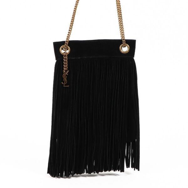 Saint Laurent Grace Fringed Suede Shoulder Bag