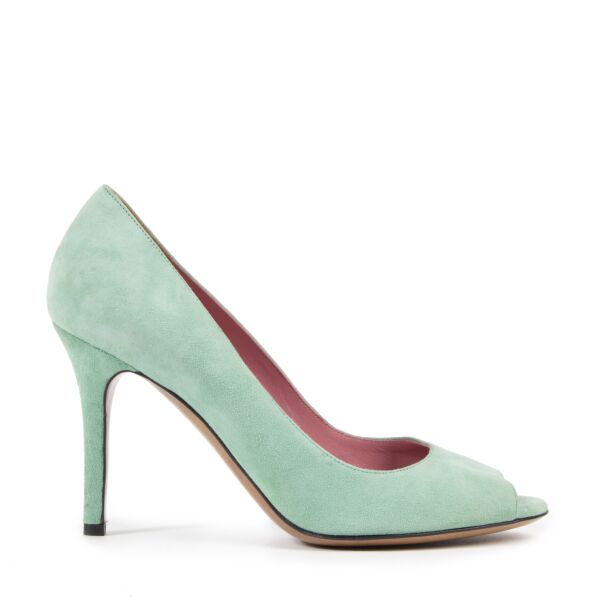 Dolce & Gabbana Turquois Suede Peeptoe Pumps - Size 38