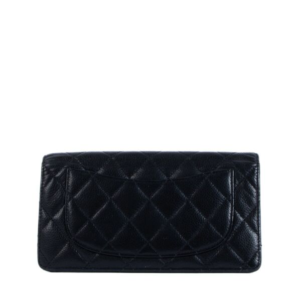 Chanel Black Caviar Classic Long Flap Wallet