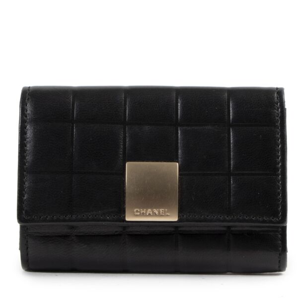 Authentieke Tweedehands Chanel Black Quilted Leather Key Holder juiste prijs veilig online shoppen luxe merken webshop winkelen Antwerpen België mode fashion