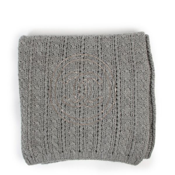Chanel CC Chain Grey Cashmere Scarf