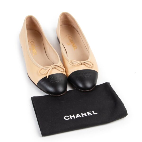 Chanel Black & Nude Ballerina Flats - Size 39.5