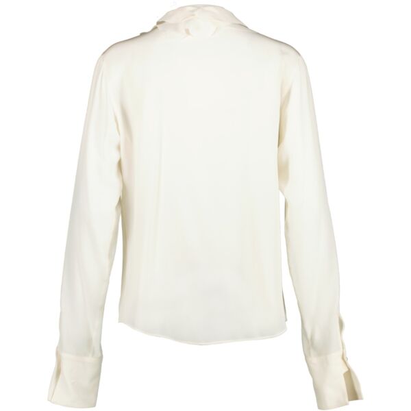 Chanel White Ruffle Silk Blouse