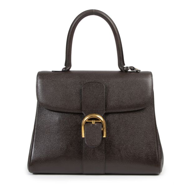 Authentieke Tweedehands Delvaux Dark Brown Brillant MM Bag juiste prijs veilig online shoppen luxe merken webshop winkelen Antwerpen België mode fashion