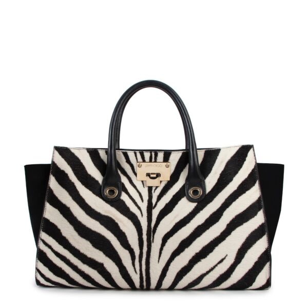 Shop now for your pre-loved, 100% authentic Jimmy Choo Black and White Zebra Print Tote Bag, at Labellov in Antwerp. 