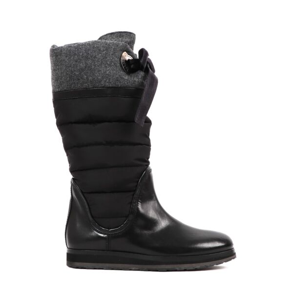 Moncler Black Padded Leather Boots - Size 39