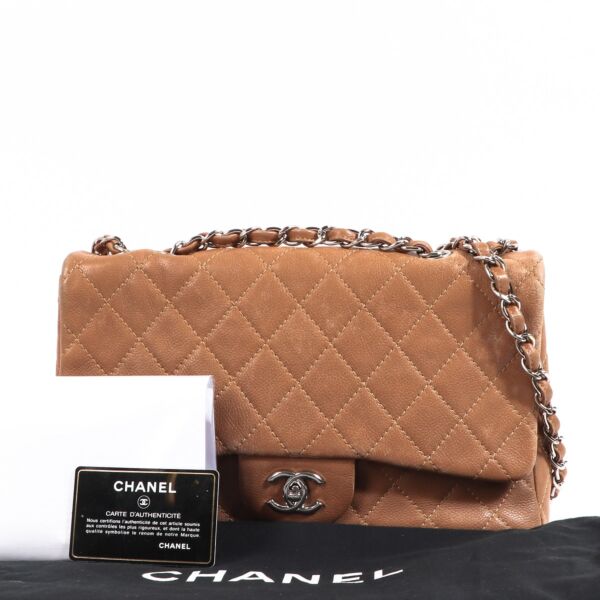 Chanel Taupe Calfskin Large Single Flap Bag