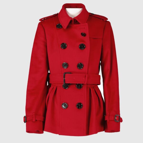 Authentic preloved Burberry Red Trench Coat - Size UK10 on Labellov.com