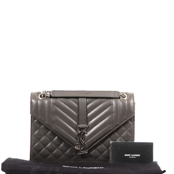 Yves Saint Laurent Grey Quilted Leather Crossbody Bag