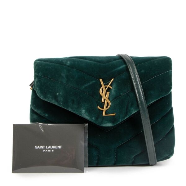 Saint Laurent Green Velvet Toy Loulou Shoulder Bag