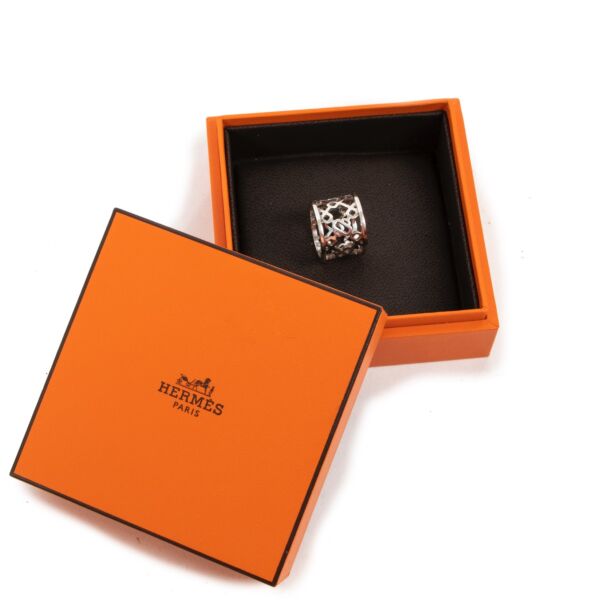 Hermès Silver Passerelle Ring - Size 50