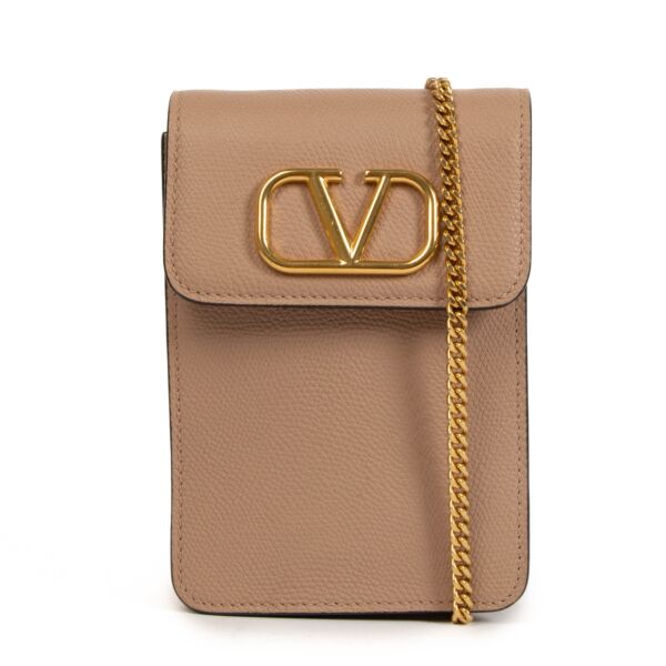 Valentino Garavani Pink Phone Pouch Crossbody Bag for the best price at Labellov secondhand luxury