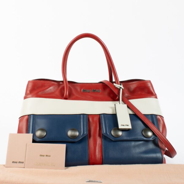 Miu Miu Multicolor Soft Calf Front Pocket Tote Bag