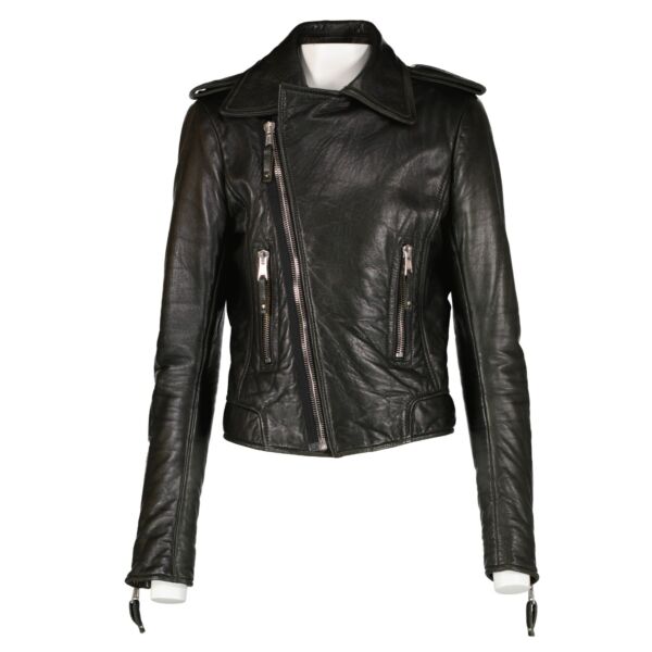 Balenciaga Brown Aged Lambskin Biker Jacket