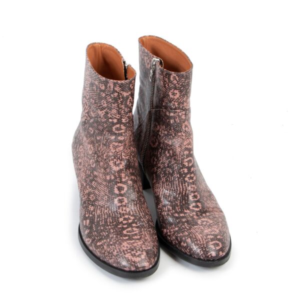 Dries Van Noten Pink Snake Print Boots - size 39.5