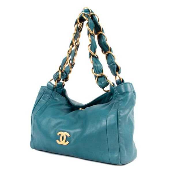 Chanel Blue Lambskin Olsen Shoulder Bag