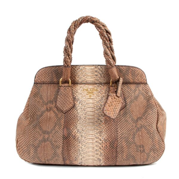 Prada Brown Python Frame Satchel Bag