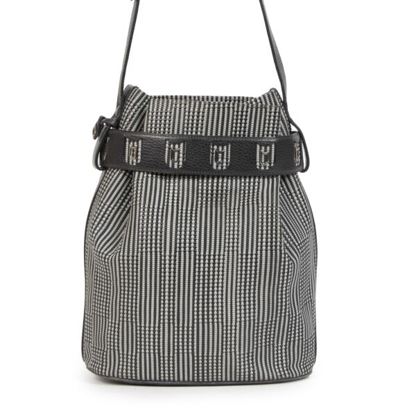 Authentic second-hand vintage Delvaux Calicot Toile De Cuir Bucket Bag buy online webshop LabelLOV