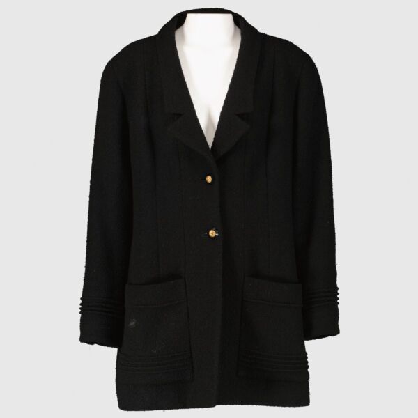 Chanel Vintage Black Wool Tweed Jacket