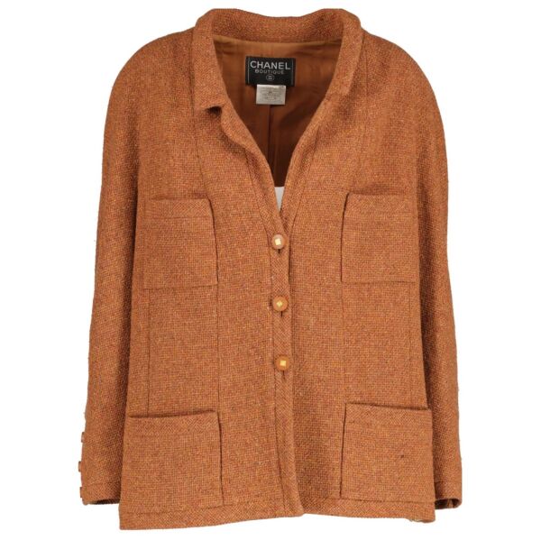Buy authentic second hand Chanel 96A Brown Tweed Jacket at Labellov.com 