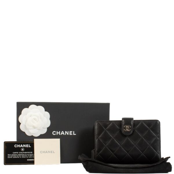 Chanel Black Quilted Lambskin French Wallet
