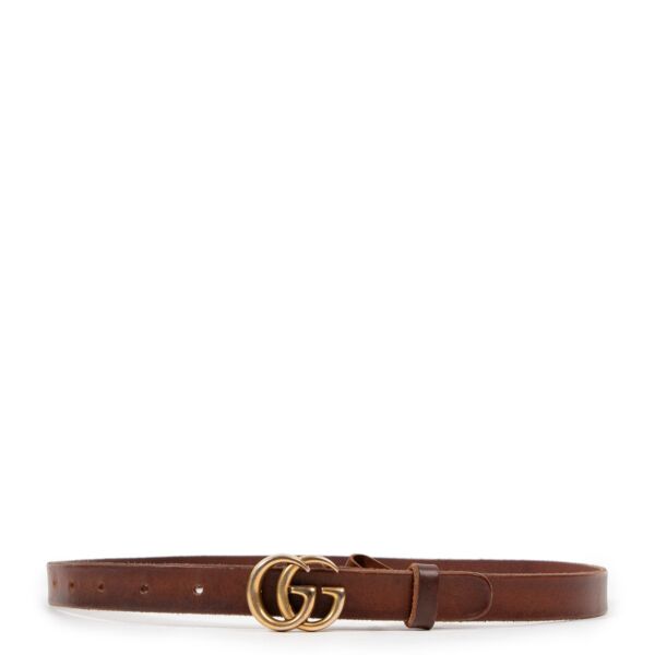 Gucci GG Marmont Brown Slim Belt - Size 80