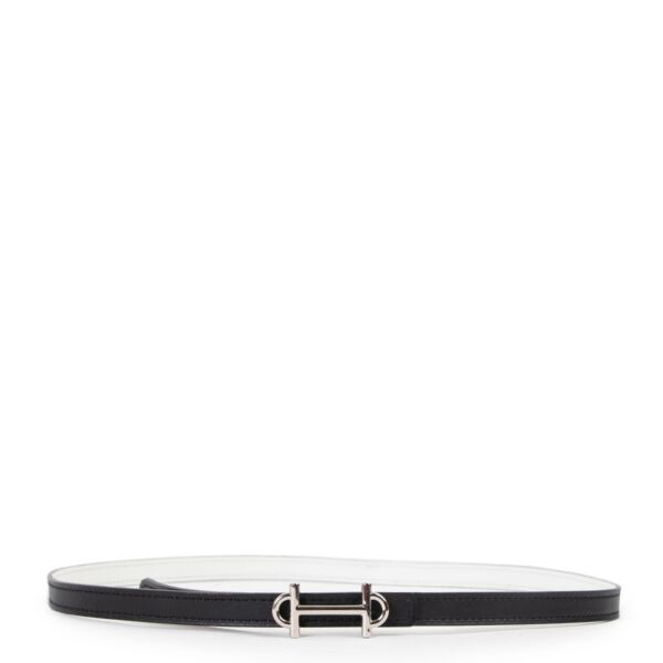 Hermès Gamma Black Swift/White Epsom Reversible Belt - Size 75