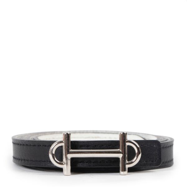 shop safe online buy 100% authentic Hermès Gamma Black Swift/White Epsom Reversible Belt at labellov