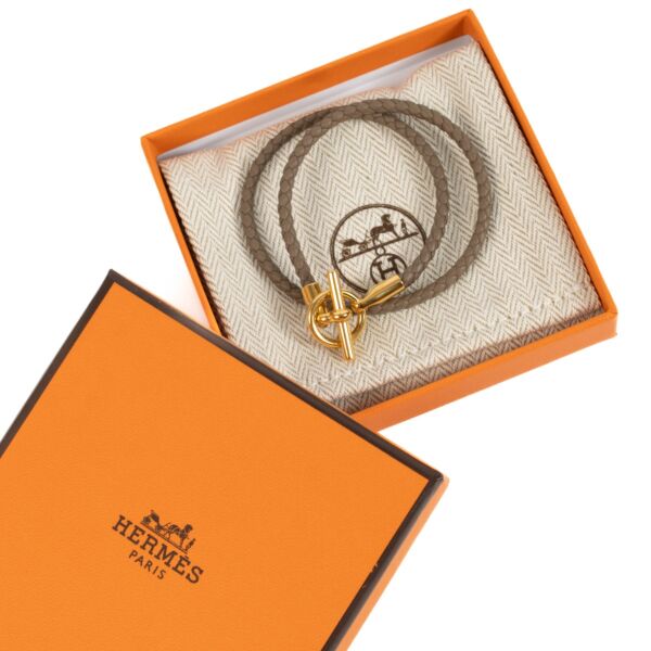 Hermès Etoupe Glenan Double Tour Bracelet - Size T2
