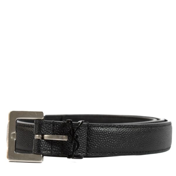 shop 100% authentic Saint Laurent Black Cassandre Belt - Size 75 on Labellov.com