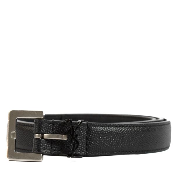 shop 100% authentic Saint Laurent Black Cassandre Belt - Size 75 on Labellov.com