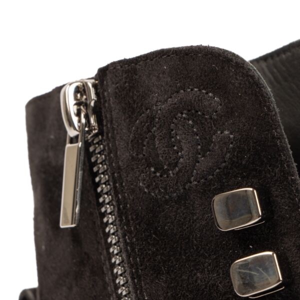 Chanel Black Nubuck Ankle Boots - size 38