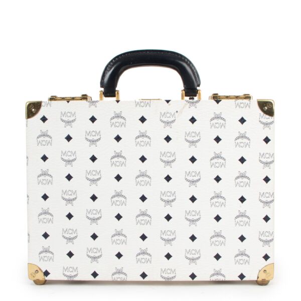 MCM White Visetos Vintage Trunk Briefcase