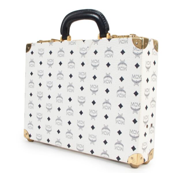 MCM White Visetos Vintage Trunk Briefcase