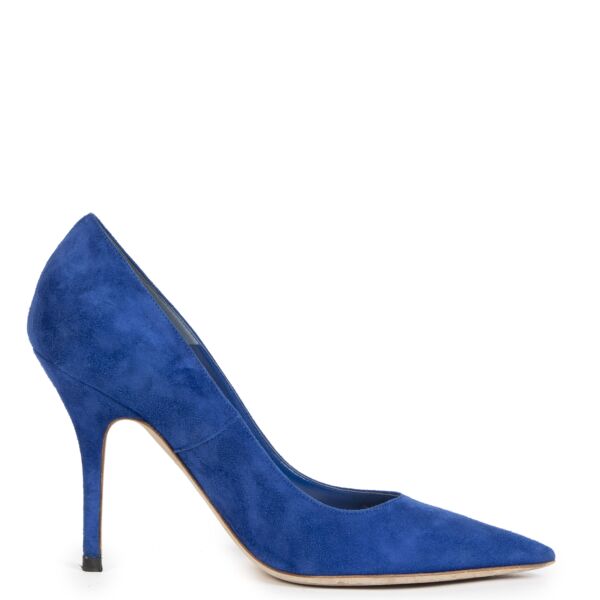 Authentieke Tweedehands Dior Blue Suede Pumps - Size 38 juiste prijs veilig online shoppen luxe merken webshop winkelen Antwerpen België mode fashion