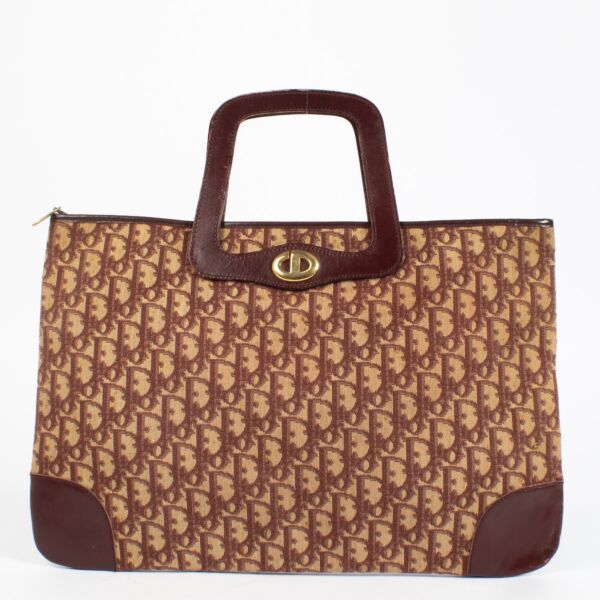 Dior Vintage Burgundy Oblique Tote Bag