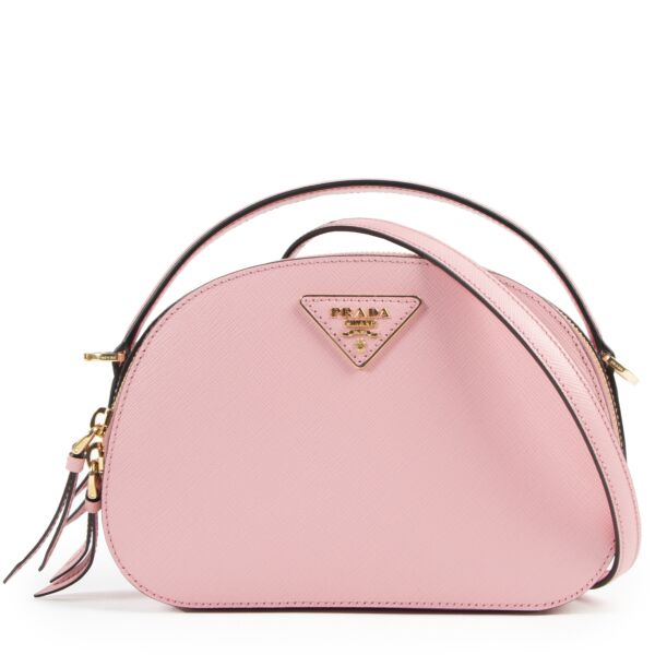 Authentieke Tweedehands Prada Pink Saffiano Leather Odette Bag juiste prijs veilig online shoppen luxe merken webshop winkelen Antwerpen België mode fashion