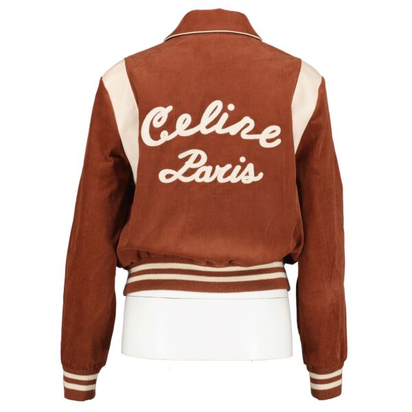 Celine Brown Corduroy Black Logo Teddy Jacket
