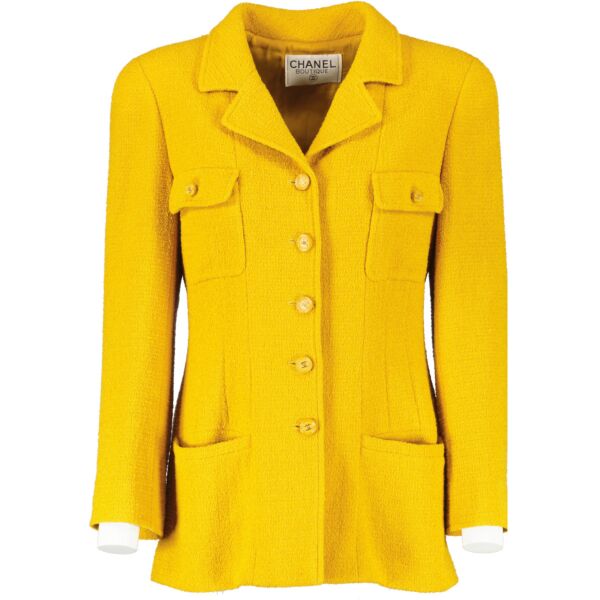 Chanel 95A Mustard Yellow Tweed Jacket