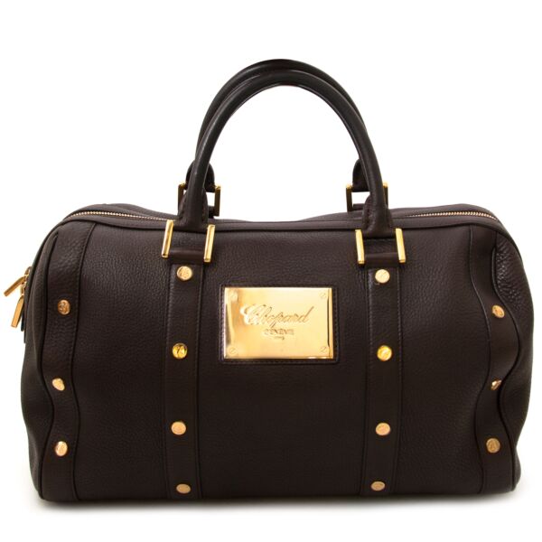 Chopard Brown Boston "L" Leather Bag for sale online at Labellov