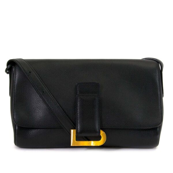 delvaux black leather shoulder bag now for sale at labellov vintage fashion webshop belgium