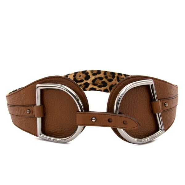 dolce & gabbana brown leather large belt now for sale at labellov vintage fashion webshop belgium