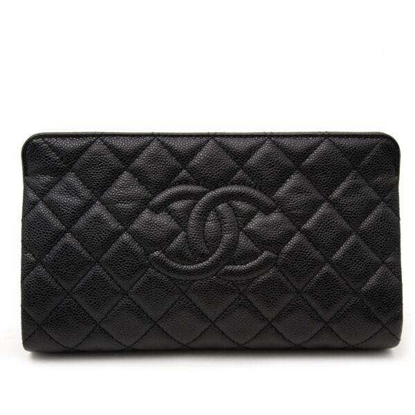 Shop safe and secure Chanel Black Caviar Quilted CC Clutch Bag 