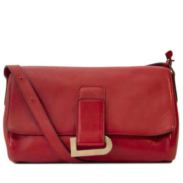 Authentic second-hand vintage Delvaux Passerelle Trotteur Red Crossbody Bag buy online webshop LabelLOV