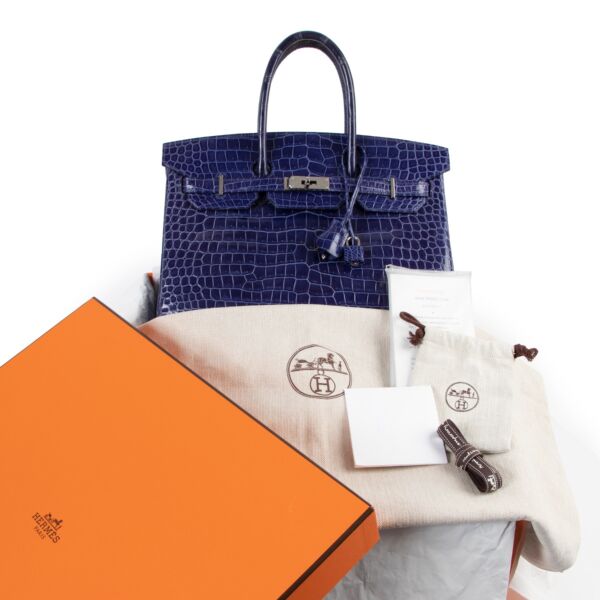 Hermès Birkin 35 Blue Electric Shiny Crocodile Porosus PHW