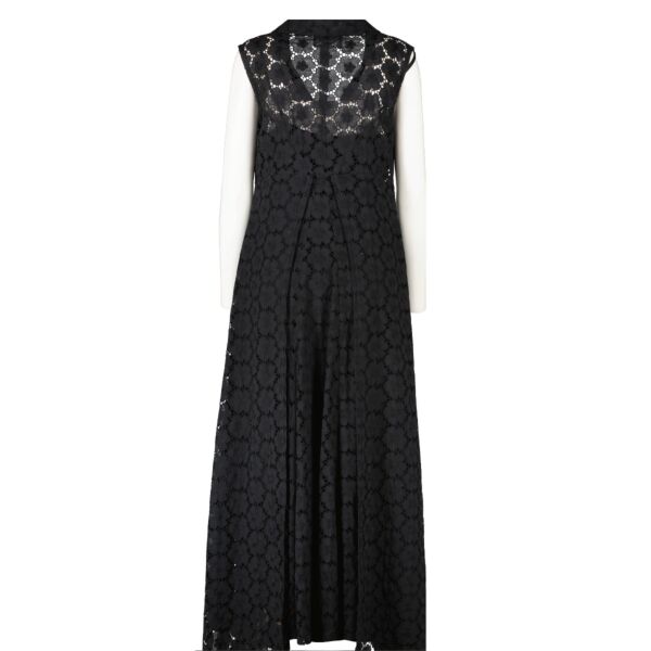 Chanel 01P Black Broderie Anglaise Maxi Dress - Size FR42