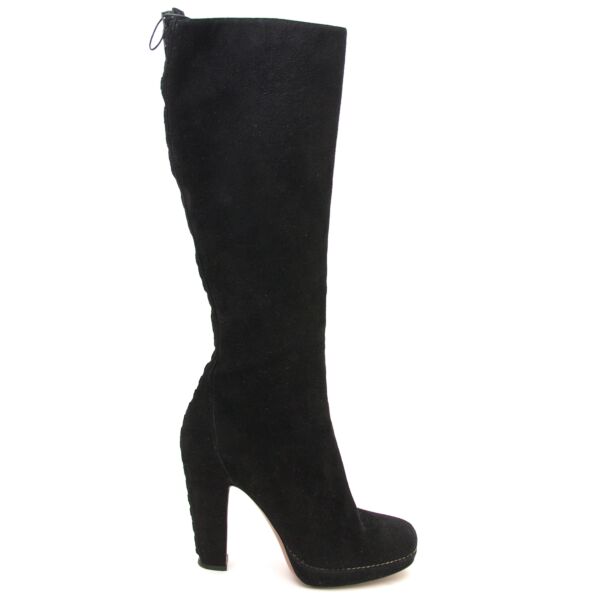 alaïa suede lace-up knee boots now for sale at labellov vintage fashion webshop belgium