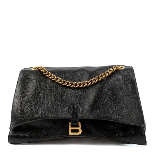 Balenciaga Black Leather Crush Large Chain Bag