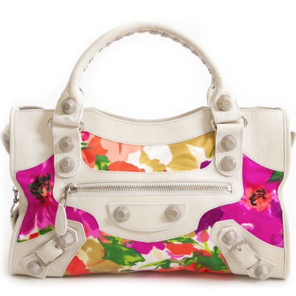 Buy this authentic second hand vintage  Balenciaga Floral Limited Edition City Bag online shopping webshop LabelLOV