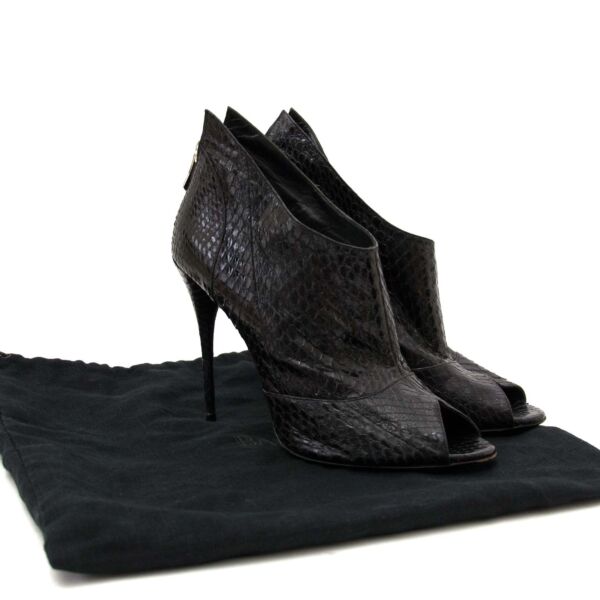 Balmain Black Python Peep Toe Heels - Size 41